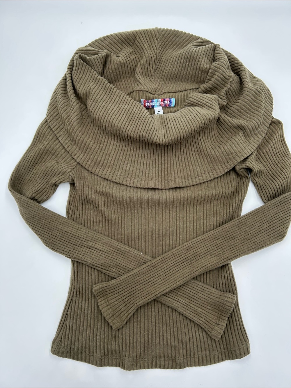 Urban Outfitters Women’s Ribbed Off-Shoulder Sweater - Olive M
